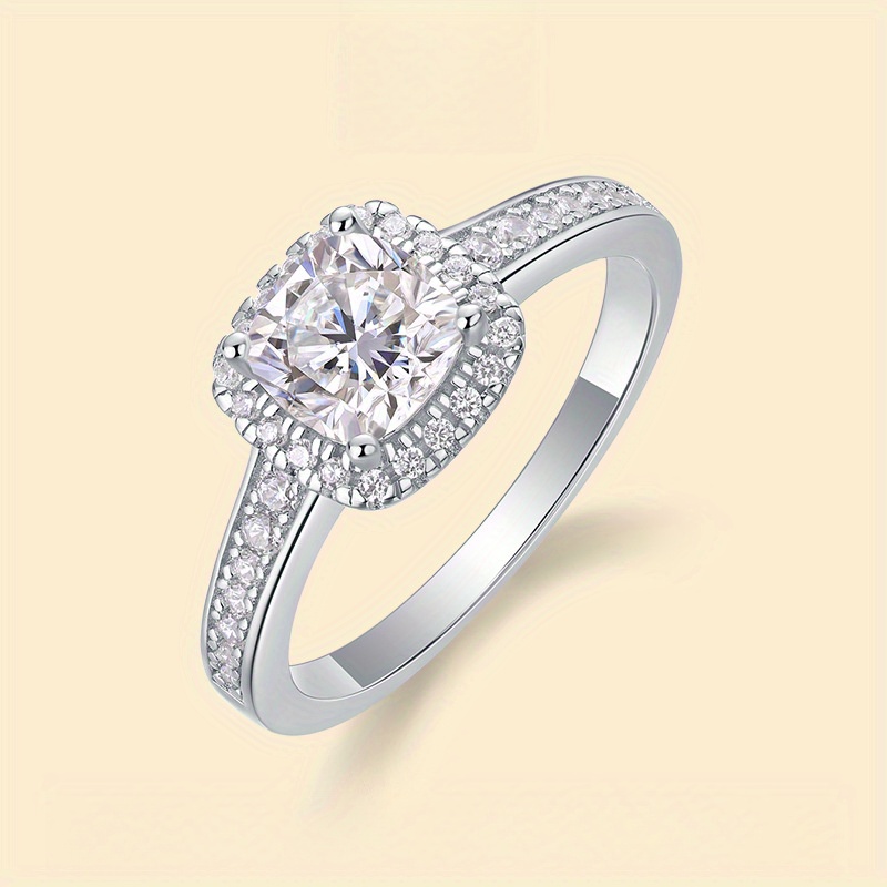 S925 Silver Moissanite Light End Ring, Men Women, No Fade
